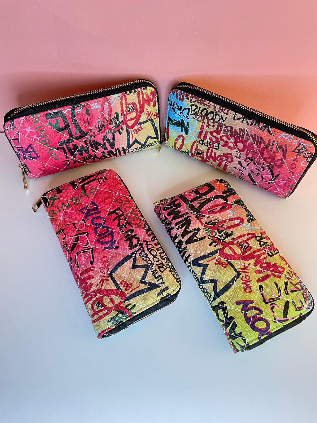 Writing Graffiti Double Zipper Wallet