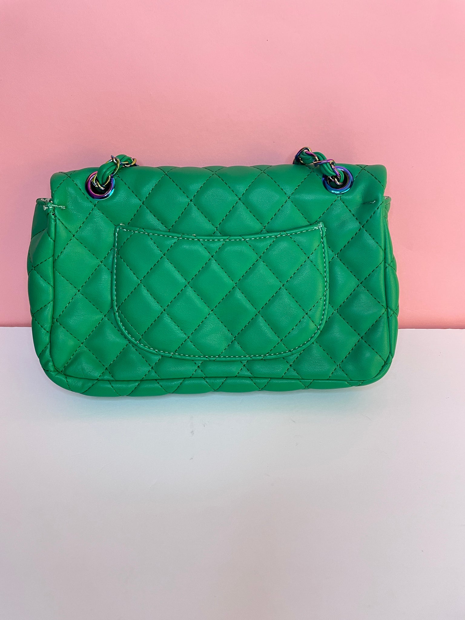 Money Green Classic Quilted Shoulder Bag