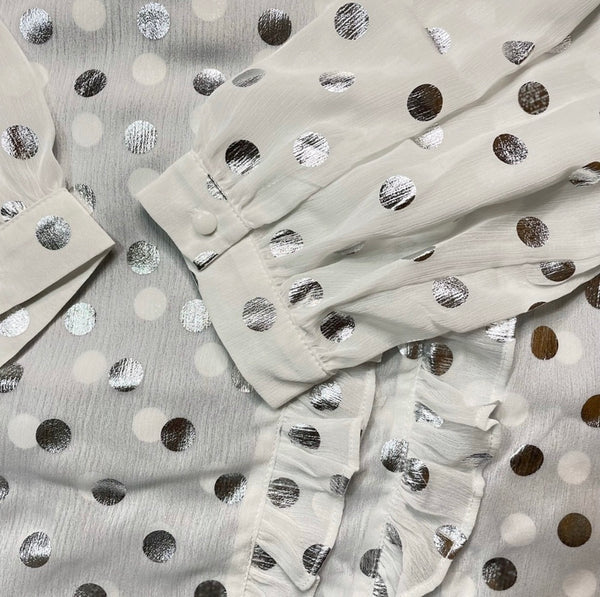 Monroe White Sheer Polka Dot Blouse