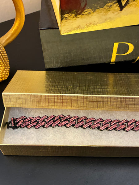 Pink Crystal Cuban Link Bracelet | Blush Boss | J. Elise Boutique