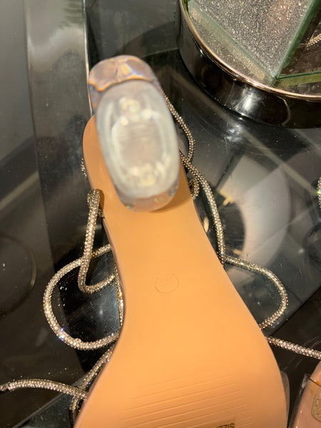 Open Toe Transparent Clear Desire Link Statement Heel (Nude)