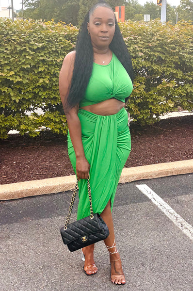 Make Reservations | Women’s Kelly Green Cut Out Midi Dress