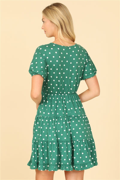 Emerald Monroe Polka Dot Babydoll Mini Dress