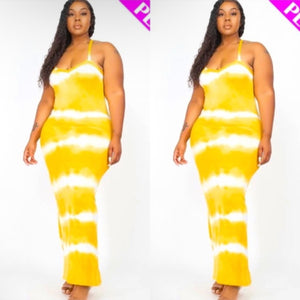 Spring Break Plus Size Mustard Yellow Tie-Dye Maxi Dress Sleeveless J Elise Boutique Spring Break Plus Size Mustard Yellow Tie-Dye Maxi Dress Sleeveless J Elise Boutique