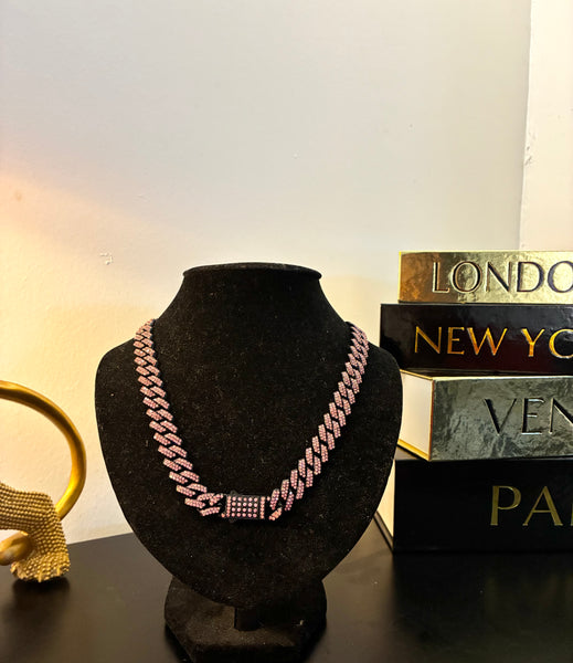 Pink Crystal Cuban Link Necklace | Blush Boss | J. Elise Boutique