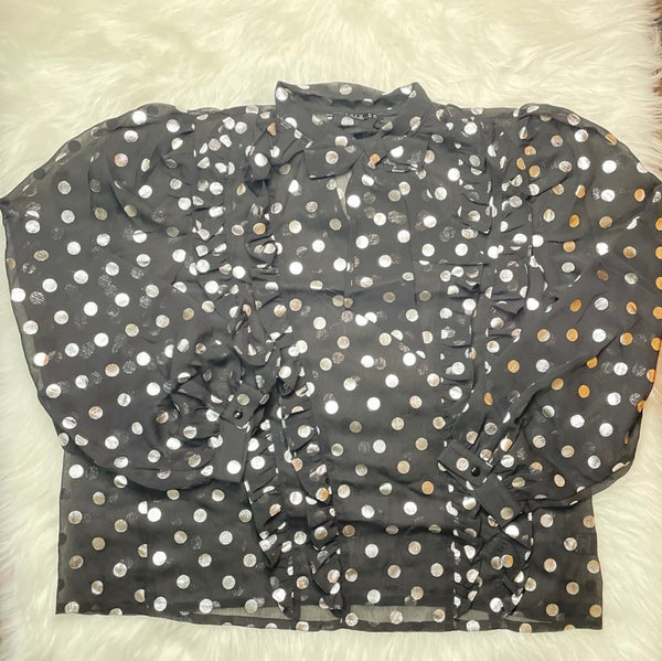 Midnight Monroe Sheer Polka Dot Blouse