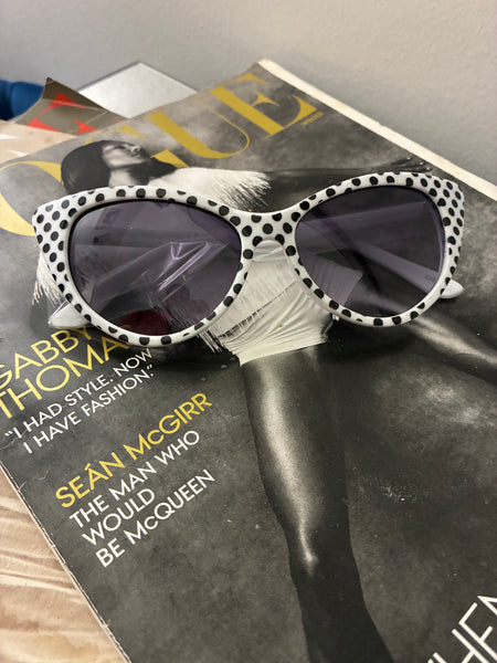Monroe Muse Polka Dot Cat-Eye Sunglasses – White/Black