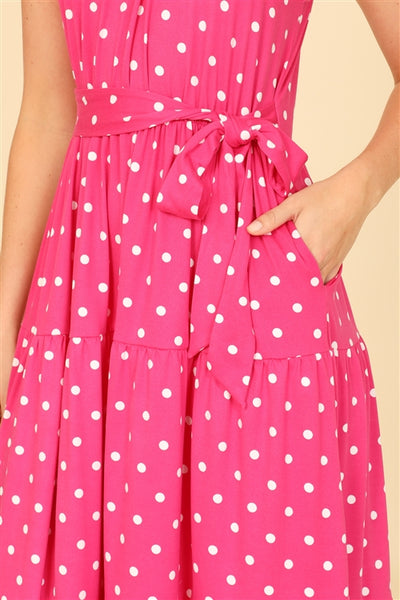 Pink Monroe Polka Dot Halter Midi Dress