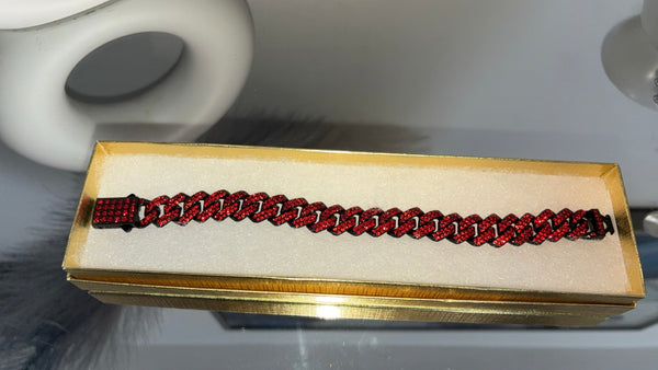 Red Crystal Cuban Link Bracelet | Ruby Reign Statement Bracelet | J. Elise Boutique