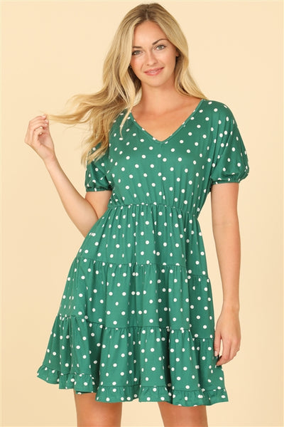 Emerald Monroe Polka Dot Babydoll Mini Dress