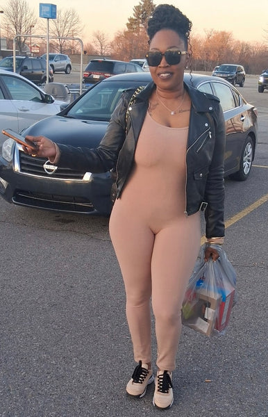 The Sculpted Essential Ribbed Taupe Jumpsuit