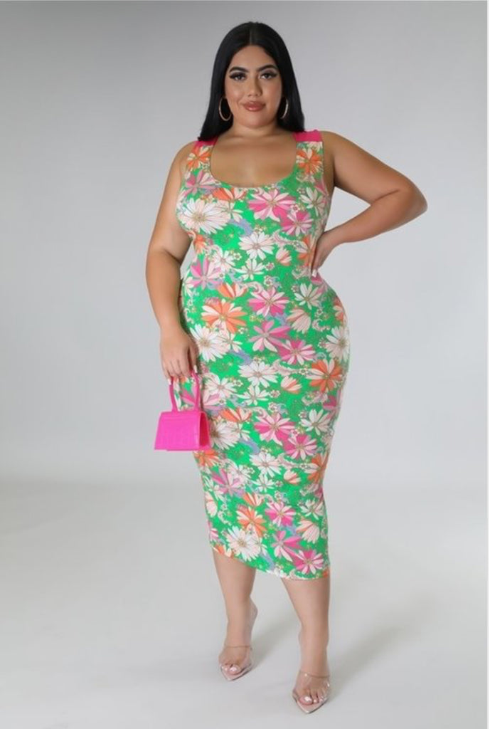 plus size tank dress maxi Final Sale Plus Size Tank Maxi Dress with Cutout back in Navy Floral Print