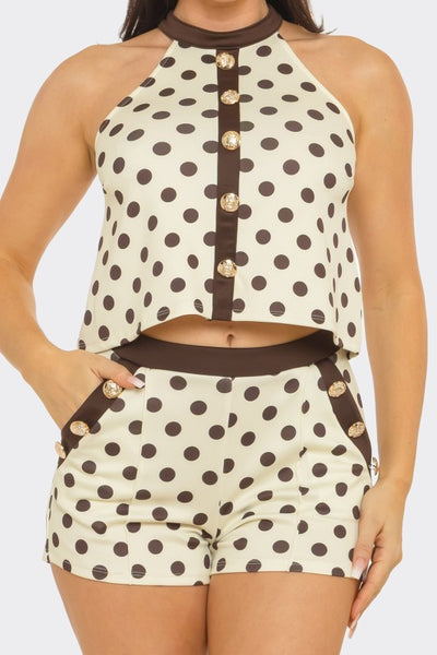 Mocha Muse Polka Dot Short Set