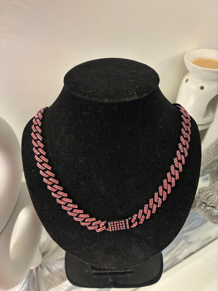 Pink Crystal Cuban Link Necklace | Blush Boss | J. Elise Boutique