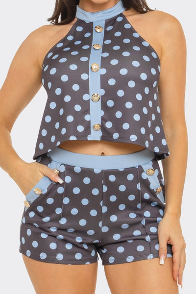 Blue Belle Polka Dot Short Set