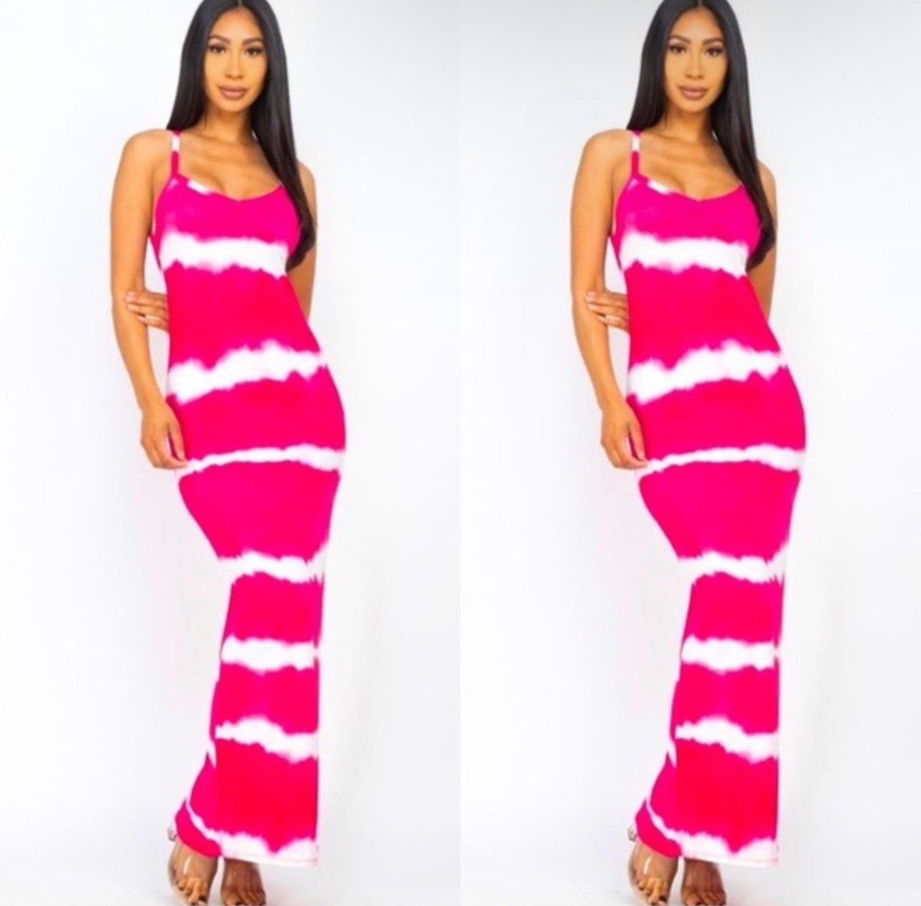 Spring Break Hot Fuchsia Pink Tie-Dye Maxi Dress – Sleeveless Bodycon – J  Elise Boutique