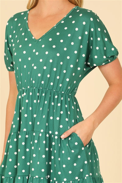 Emerald Monroe Polka Dot Babydoll Mini Dress