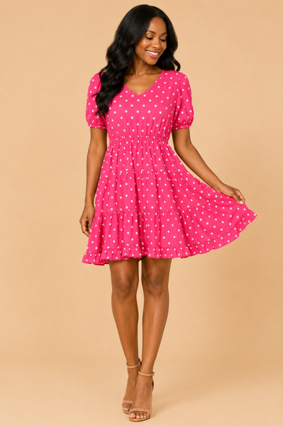 Pink Monroe Polka Dot Babydoll Mini Dress