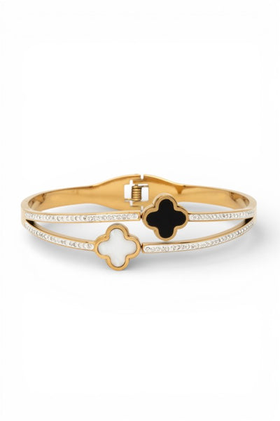 Luxe Clover Gold-Plated Bangle Bracelet