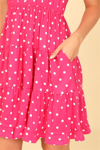 Pink Monroe Polka Dot Babydoll Mini Dress