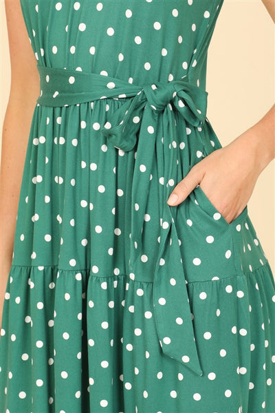 Emerald Monroe Polka Dot Halter Midi Dress