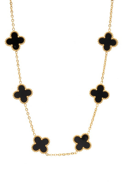 Luxe Clover Station Gold-Plated & White Charm Necklace
