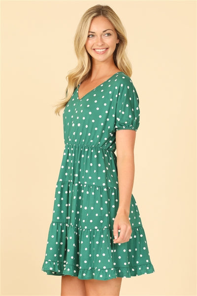 Emerald Monroe Polka Dot Babydoll Mini Dress