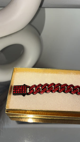 Red Crystal Cuban Link Bracelet | Ruby Reign Statement Bracelet | J. Elise Boutique