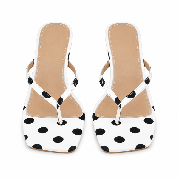 Monroe White/Black Polka Dot Statement Heel