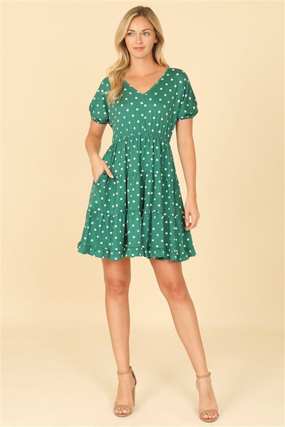 Emerald Monroe Polka Dot Babydoll Mini Dress
