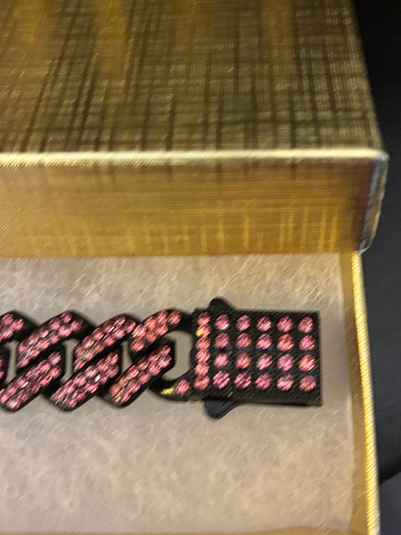 Pink Crystal Cuban Link Bracelet | Blush Boss | J. Elise Boutique