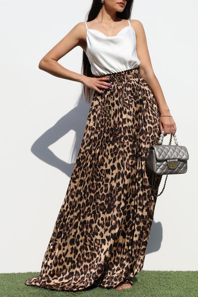 Safari Noir Leopard Print Maxi Dress