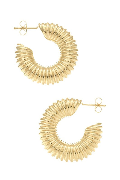 Luxe Ribbed Gold Hoop Earrings