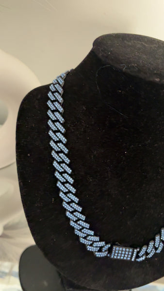Blue Crystal Cuban Link Necklace | Sapphire Luxe Statement Necklace | J. Elise Boutique