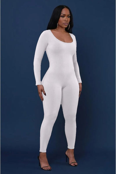 The Sculpted Essential Ribbed White Jumpsuit