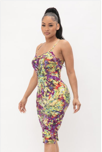 On My Way Plus Size Multi Color Sleeveless Bodycon Dress