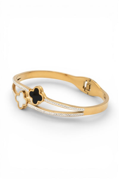 Luxe Clover Gold-Plated Bangle Bracelet