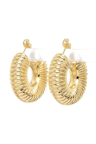 Luxe Ribbed Gold Hoop Earrings