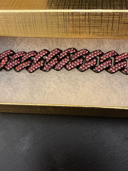 Pink Crystal Cuban Link Bracelet | Blush Boss | J. Elise Boutique