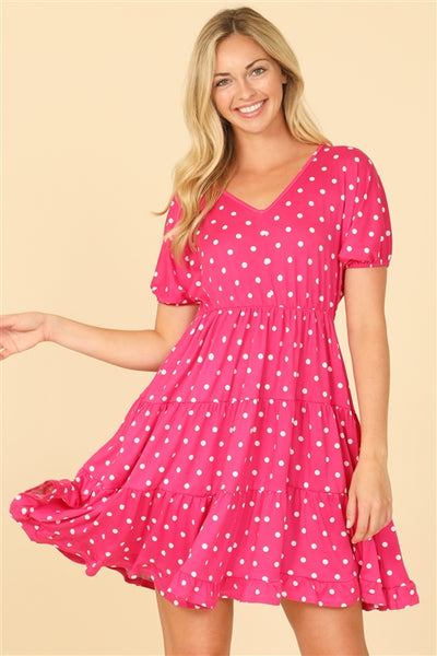 Pink Monroe Polka Dot Babydoll Mini Dress