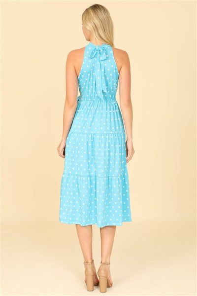 Monroe Sky Blue Polka Dot Midi Dress