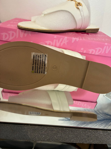 The Monaco - White Gold Horsebit Detail Thong Sandal