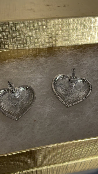 Amour Luxe Heart Pendant Necklace & Earrings Set – Rhodium (Silver)