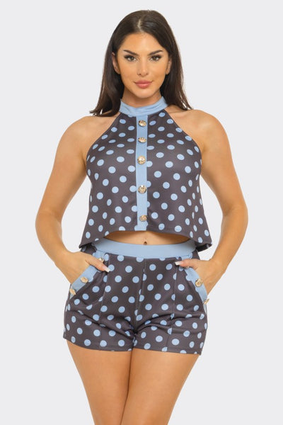 Blue Belle Polka Dot Short Set