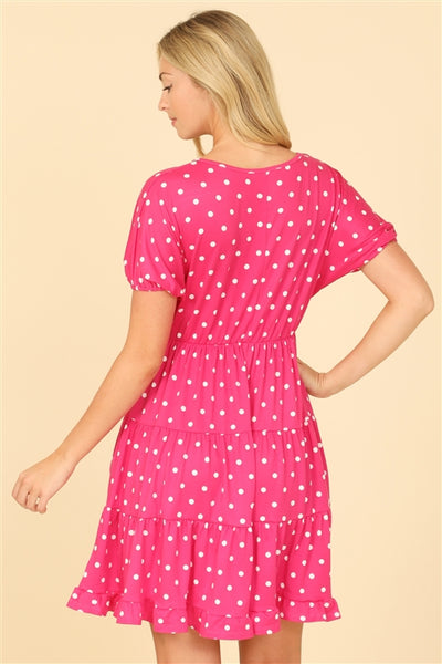 Pink Monroe Polka Dot Babydoll Mini Dress