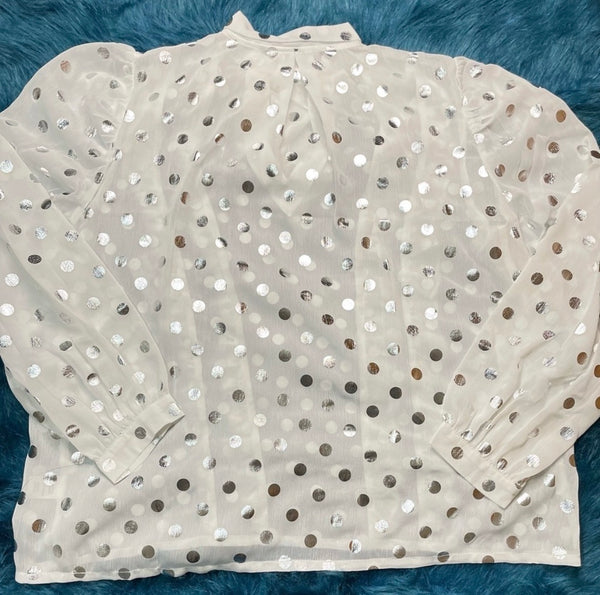 Monroe White Sheer Polka Dot Blouse