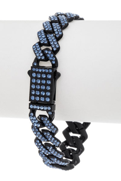 Blue Crystal Cuban Link Bracelet | Sapphire Luxe Statement Bracelet | J. Elise Boutique