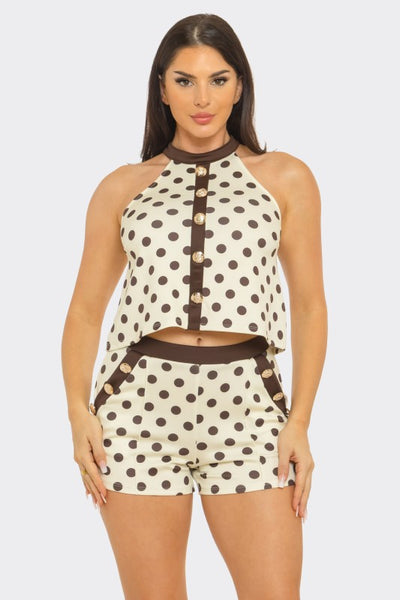 Mocha Muse Polka Dot Short Set