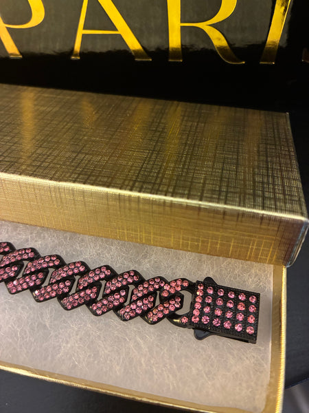 Pink Crystal Cuban Link Bracelet | Blush Boss | J. Elise Boutique