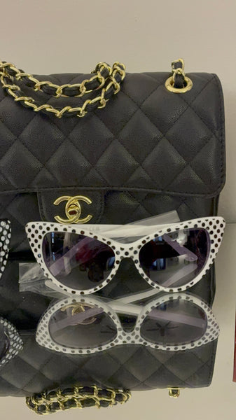 Monroe Muse Polka Dot Cat-Eye Sunglasses – White/Black